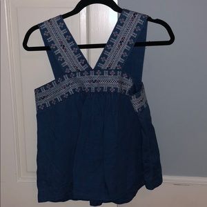 Denim Madewell top with embroidery